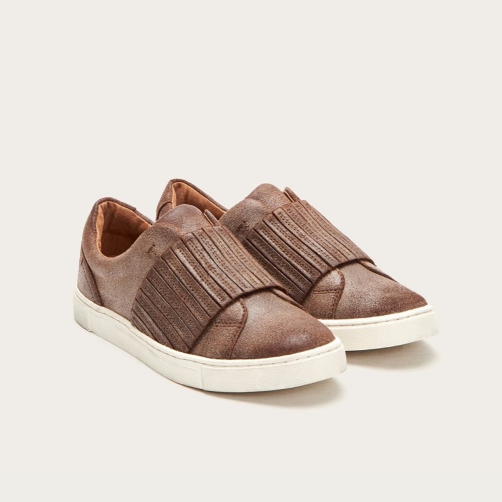 Frye Ivy Gore Chocolate Brown leather Slip On Sneaker shoe size 8